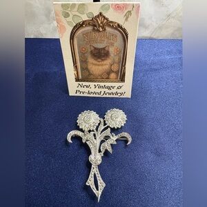 Brooch/Pendant*Floral 925 Sterling Silver Vintage Marcasite